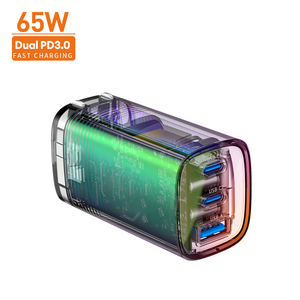 Vina US/EU/UK Plug Gan cargador 65W <span class=keywords><strong>3</strong></span> puertos Usb Pd cargador de teléfono móvil rápido para <span class=keywords><strong>baseus</strong></span> 65W para iPhone Usb a tipo C cargador - Product Image 1