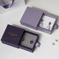 PandaSew Boîte Tiroir d'Emballage Cadeau de Bijoux de Luxe avec Logo Personnalisé pour Colliers et Bagues