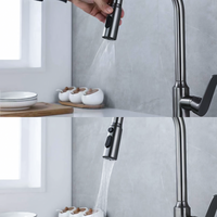 Robinet mélangeur de cuisine de luxe gris bronze en laiton massif, extractible, chaud/froid, pivotant à 360°