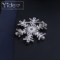Broche de Noël en argent de haute qualité, motif flocon de neige, pour les fêtes