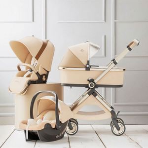 Nouveau produit phare 2025 : Poussette de luxe 3-en-1 personnalisable OEM avec siège auto, haute vue, pliable, vendue directement par un fournisseur chinois - Product Image 1