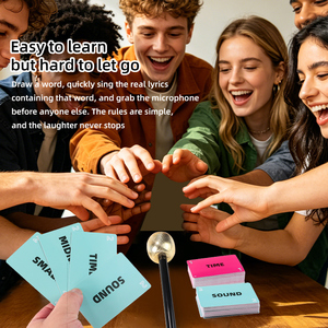 Hot Sale Music <strong>Lyric</strong> Guessing Party Board Game Set Portable Party Board Game with Foam Microphone &amp; Sticker <strong>Sheet</strong> for Kids Adult - Product Image 3