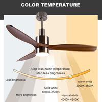 Ventilateur de plafond LED moderne de 52 pouces, style populaire, pour salon intérieur, avec télécommande