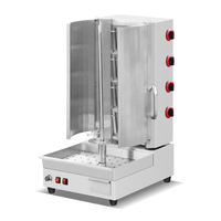 Grande capacité finition dorée 8 brûleurs gaz Moyen-Orient Gyro Doner Kebab Machine GPL pierre de lave bois feu Shawarma Machine
