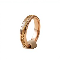 Bague pour femme en tungstène or rose 4 mm Gentdes Jewelry avec incrustation de verre allemand écrasé pour mariage