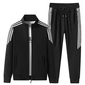 Spring and Autumn Thin Black White Stripes Unisex Customized Sports Training Suits