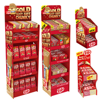 Unité d'affichage en carton pliable personnalisable pour supermarché, présentoir de sol en papier pour bonbons, chips de pommes de terre, grains de café, chocolat