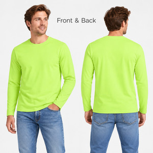 T-shirt vierge unisexe à manches courtes et col rond en denim coton polyester 180 GSM, personnalisable avec logo, écologique, pour vente en gros, OEM, marque privée - Product Image 3