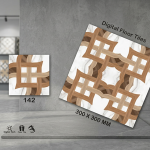 Carreaux de sol en céramique numérique émaillée effet pierre rectifiée, brillants et antidérapants, motif floral moderne 300x300mm - Product Image 6