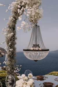 Lámpara de araña de lujo LANJO para bodas, diseño de gota de agua, moderna, dorada, de acrílico y cristal, para decoración de techos. - Product Image 5