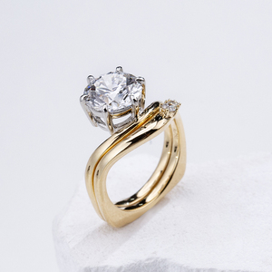 Anillo de diamantes cultivados en laboratorio de oro amarillo de 18 quilates Messi Jewelry MSR-2021 para mujer - Product Image 2