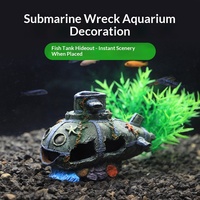 Ornement de bateau pirate en résine creuse pour aquarium, avec design de paysage artisanal