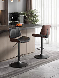 Silla giratoria moderna <span class=keywords><strong>de</strong></span> cuero <span class=keywords><strong>de</strong></span> madera maciza <span class=keywords><strong>de</strong></span> lujo ligera específica <span class=keywords><strong>de</strong></span> la <span class=keywords><strong>isla</strong></span> <span class=keywords><strong>para</strong></span> el hogar, <span class=keywords><strong>taburete</strong></span> <span class=keywords><strong>de</strong></span> bar <span class=keywords><strong>de</strong></span> fácil elevación con respaldo alto <span class=keywords><strong>para</strong></span> Cocina - Product Image 3