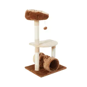 Large high quality pet supplier pet cat tree tower house toy pole grabbing wooden cat climbing cat tree