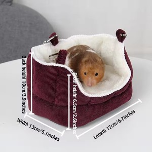 Lit-niche pour animaux de compagnie en velours chaud d'hiver, motif brodé personnalisé, vente en gros, pour hamsters et cochons d'Inde - Product Image 2