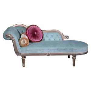 Mobili classici soggiorno Chaise Lounge tessuto di velluto legno Royal per interni soggiorno Chaise Lounge Chair - Product Image 5