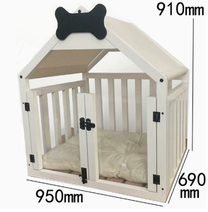 Lồng chó mèo làm thủ công thân thiện với môi trường, thiết kế mới, nhà thú cưng nhỏ bằng gỗ thông nguyên khối có cửa - Product Image 2