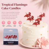 Bougies d'anniversaire flamant rose 3D métalliques rouges personnalisables en gros, 5 pièces, en plastique et cire de paraffine, pour fournitures de fête