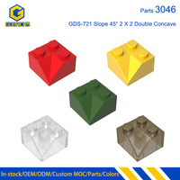 Bloque de Construcción Gobricks GDS-721 Inclinación 45 °   2 Ladrillos de Techo 2x2 Doble Cóncavos LDD 3046 con Inclinación de 45 Grados