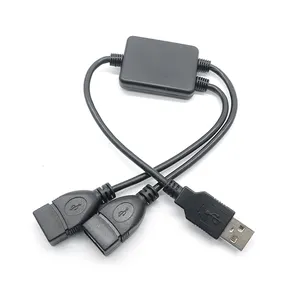USB2.0 케이블 칩 USB 분배기 1 In 2 Out 더블 USB 충전 데이터 전송 확장 하드 디스크 케이블