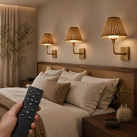 Applique murale à piles avec abat-jour en tissu, LED rechargeable magnétique, télécommande pour chambre d'hôtel