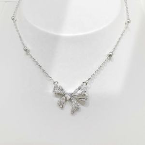 factory price plata 925 <b>silver</b> bridal dainty <b>necklace</b> wholesale choker valentine <b>rose</b> gold zircon bow charms <b>necklaces</b> for girls - Product Image 3