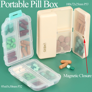 Organisateur de pilules magnétique SUNSHING avec couvercle en silicone, compartiments, étui à pilules personnalisé à ouverture rabattable, boîte de rangement pour médicaments et vitamines - Product Image 1