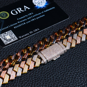 Cadena cubana de moissanita de color plata 925 para hombre, oro rosa, sólido, pesado, grueso, 13MM, Diamante helado, VVS D - Product Image 4