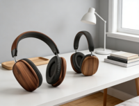 Casque sans fil supra-auriculaire en bois de qualité supérieure, son stéréo HiFi sans fil, casque à réduction de bruit avec coussinets en mousse à mémoire de forme doux