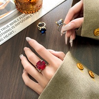 Bague personnalisée en cuivre écologique avec zircon 16*16mm, plaqué or 18 carats, forme constellation traditionnelle