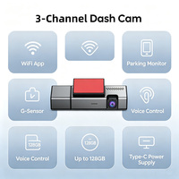 Caméra embarquée HD 4K à 3 objectifs, enregistreur vidéo de voiture 3 canaux Wi-Fi, boîte noire avec surveillance de stationnement