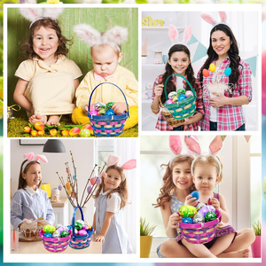 Panier <span class=keywords><strong>de</strong></span> rangement en bambou tissé en gros pour Noël et Pâques, petits et grands paniers cadeaux colorés pour les œufs, les <span class=keywords><strong>fruits</strong></span>, les bonbons, les gâteaux - Product Image 4