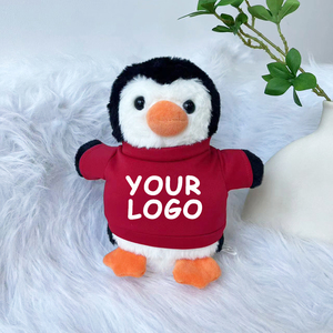 Animal de peluche de pingüino personalizado de 22cm con LOGO personalizado, Camiseta de algodón PP suave, pingüino de peluche de juguete para regalo de fiesta - Product Image 1
