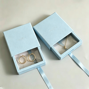 Hotsale Eco-friendly Pink Drawer Rangement Bijoux Jewelry <b>Box</b> PE Clear Window Silk Ribbon Custom Logo Jewelry Packaging - Product Image 2
