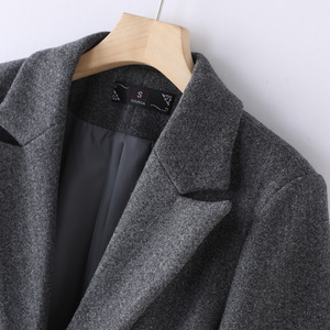 Women's Long Trench Coat Grey Solid Color Medium Thickness Polyester Woven Autumn Winter Outerwear Slim Fit Straight Cut - Product Image 4