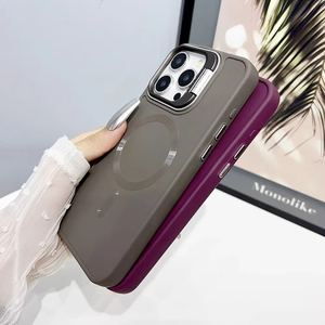 Ống Kính Sang Trọng Khung Chủ Từ Silicone Trường Hợp Điện Thoại Cho Iphone 16 15 14 13 12 11 Pro Max Titan Màu Xám Từ Tính Sạc Bìa - Product Image 4