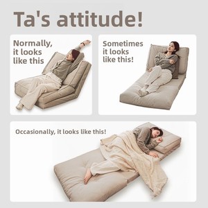 Divano <span class=keywords><strong>Letto</strong></span> Pieghevole in Tessuto con Struttura in Legno Personalizzabile, Divano Singolo Trasformabile per Uso Domestico - Product Image 4