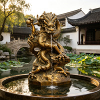 Décoration d'entrée de cour de style chinois traditionnel sur mesure, sculpture en bronze coulé, statue de dragon, fontaine