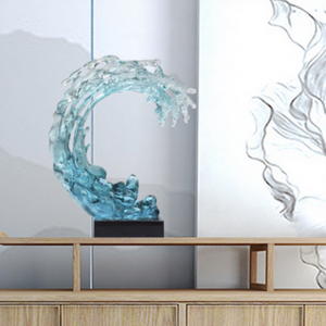 Escultura Moderna de Resina Transparente con Diseño de Pez y Olas, 550X200X760 mm, Decoración Artística para el Hogar, Ideal para Hoteles y Regalos de Inauguración - Product Image 4