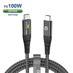 Phone Planet PD100W 20V/5ALEDディスプレイ高速タイプC充電データケーブルUSBC急速充電器USB2.0アルミニウム合金タイプcケーブル