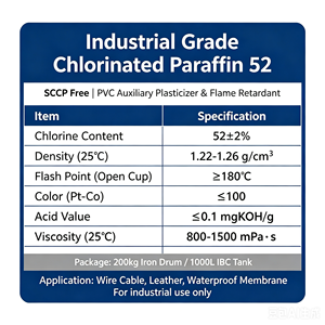 Parafina Clorada de Grado Industrial CP-52, 52% de Contenido de Cloro, Agente Auxiliar Químico Líquido (Retardante de Llama/Auxiliar) - Product Image 6