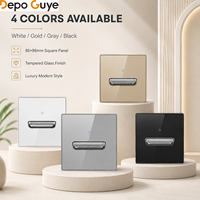 Panel Saklar Dinding Kaca Temper Putih DepoGuye, Soket Eropa Retro, Saklar Lampu Toggle LED, USB-C/USB-A, IP20, 16A, 250V, EU/UK