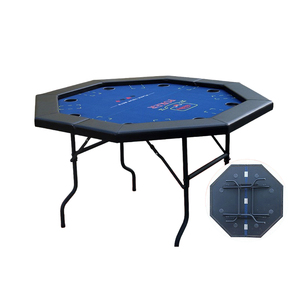 Table de Poker octogonale professionnelle Texas Hold Em Casino pliable avec porte-gobelet pour 8 joueurs Vitesse ronde en bois Mahjong Lights - Product Image 2