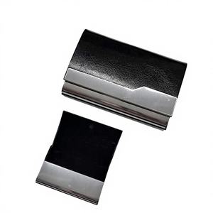 Porte-cartes de crédit et de débit en cuir au design exclusif pour hommes, porte-cartes de visite pour hommes et femmes, noir, logo personnalisé - Product Image 1