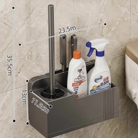 Soporte oculto para escobilla de inodoro con ventosa, cepillo para huecos y clips, montaje en pared sin taladro, accesorios de limpieza para baño