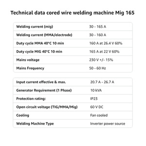VECTOR EU STOCK Saldatrice Portatile MIG <span class=keywords><strong>MAG</strong></span> con e Senza Gas, Schermo Digitale, Inverter AC 230V, Saldatrici MIG165A - Product Image 3