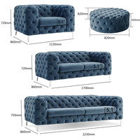 NOVA Canapé Nordique pour Salon, 2 Places, Modulaire, Rembourré en Velours Vert, Style Chesterfield, Ensembles de Canapés Sectionnels