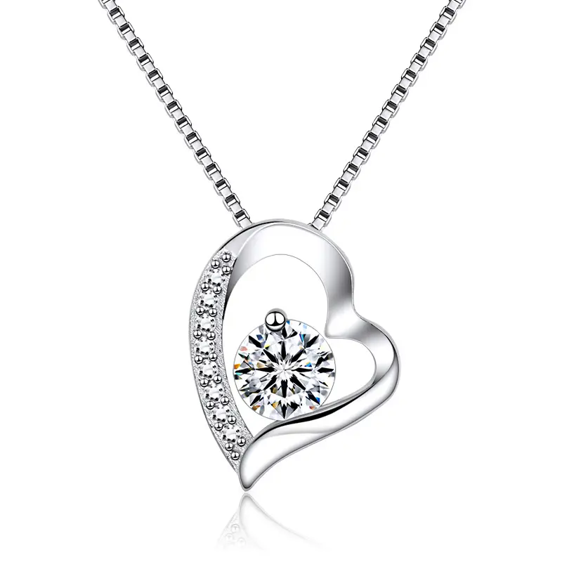 LWI61147 Drop Earrings New Arrival 925 Sterling Silver Crystal Rhinestone Pendant Clear Cubic Zirconia Love Heart Necklace