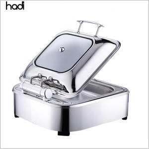 Calentador de <span class=keywords><strong>buffet</strong></span> para restaurante de Hotel, plato de frotamiento de acero inoxidable, tapa de vidrio de inducción, eléctrico hidráulico para catering, uso de bistró - Product Image 2