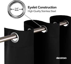 Rideaux occultants courts gris ARODDY W46 x L54 pouces, 2 panneaux, avec œillets, rideaux thermiques et tringle à rideaux - Product Image 2